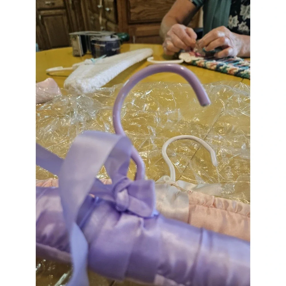 Vintage Pink And Purple Satin Padded Hangers Set Of 4